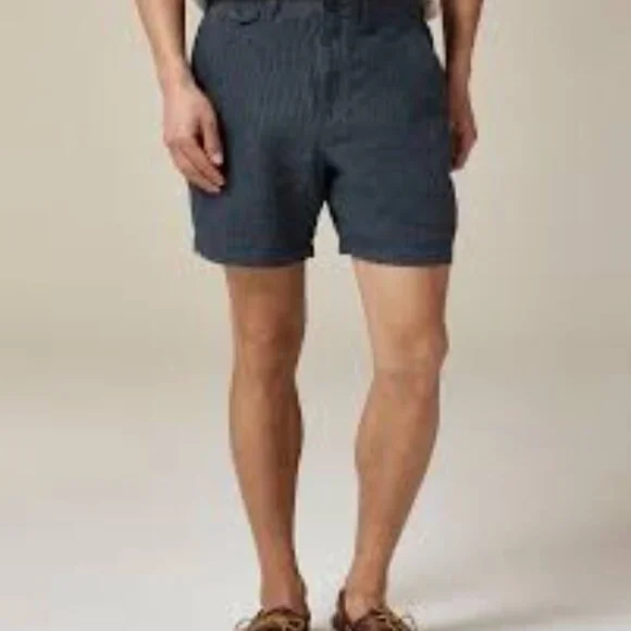 J. Crew 7" linen short Navy Grey Fine Stripe Size 33" Inseam 7"  NWT - Picture 6 of 6